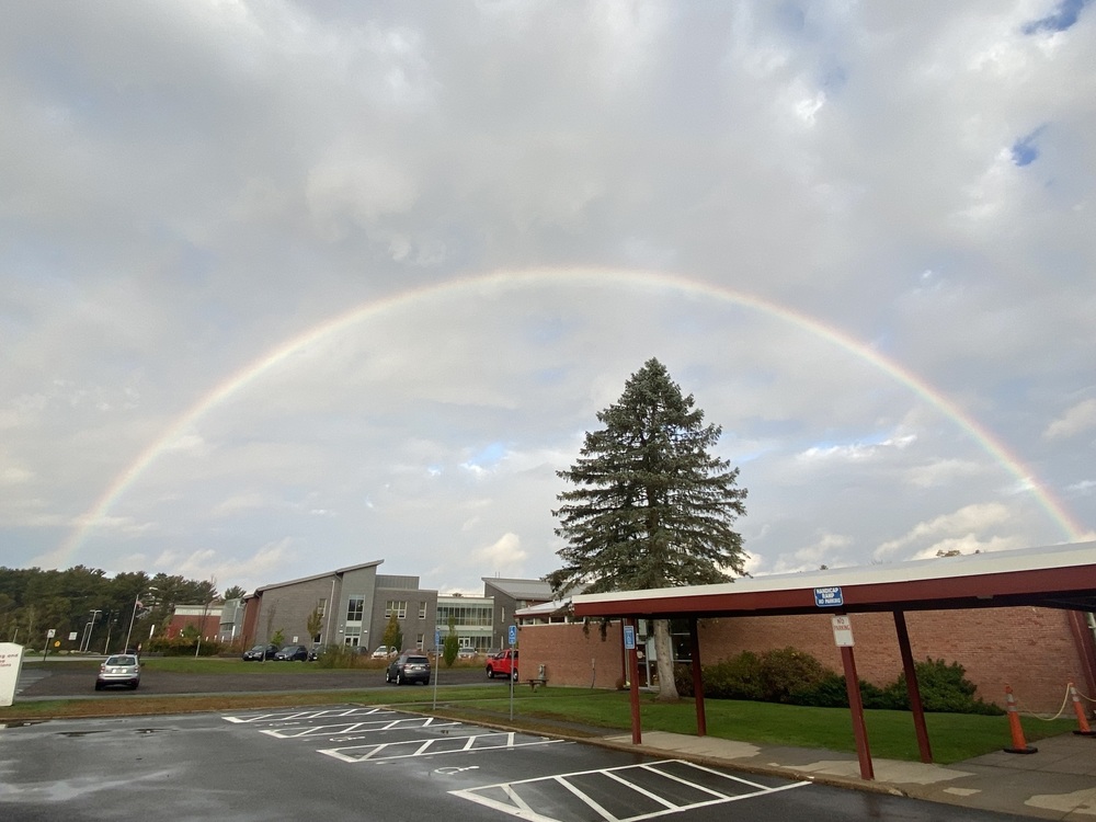 school with rainbow